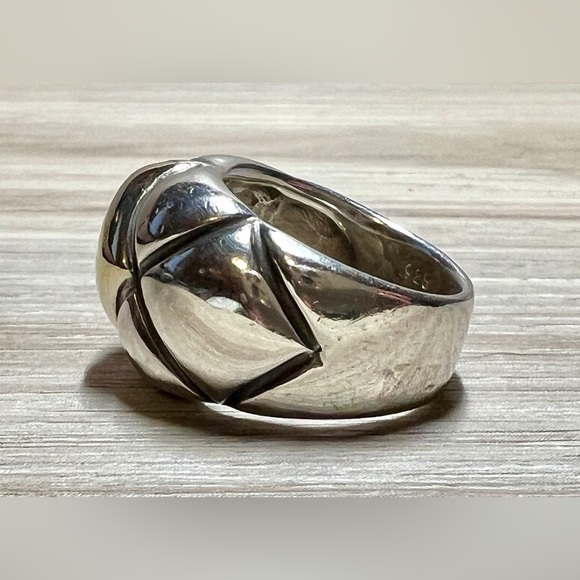 uthentic Designer ZINA Sterling Silver & 14K Gold Modernist Dome Ring, Size 5.75 - Picture 3 of 10